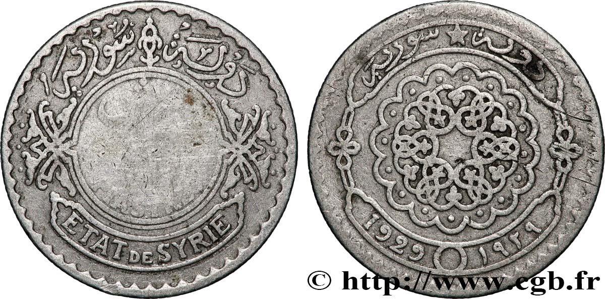 THIRD REPUBLIC - SYRIA 10 Piastres État de Syrie 1929 Paris VF 