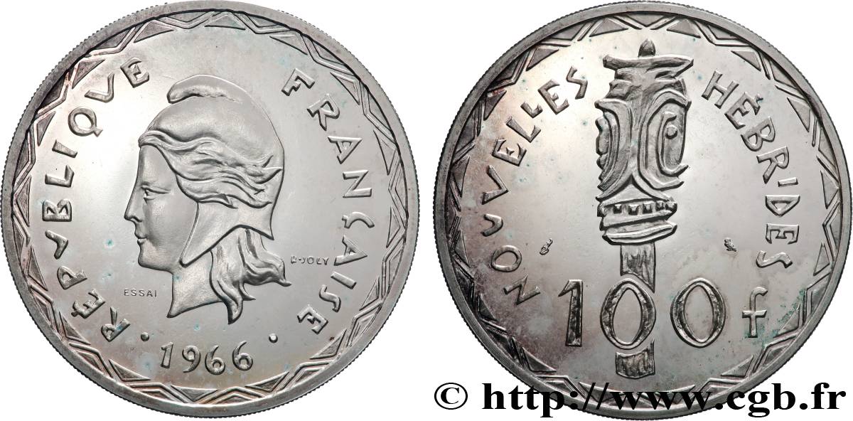 NOUVELLES HÉBRIDES (VANUATU depuis 1980) Essai de 100 Francs 1966 Paris SPL 