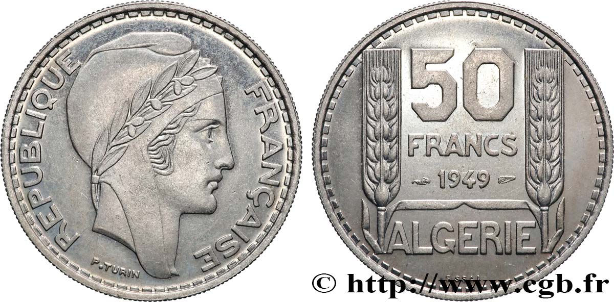 ALGÉRIE Essai 50 Francs Turin 1949  SPL 