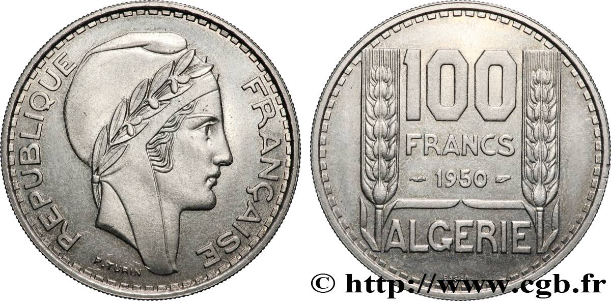 ALGÉRIE Essai 100 Francs Turin   1950  SPL 