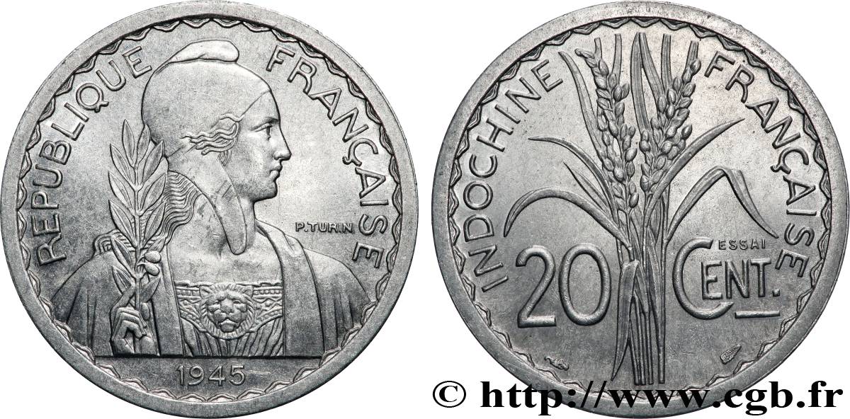 FRENCH INDOCHINA Essai de 20 Centièmes 1945 Paris AU 