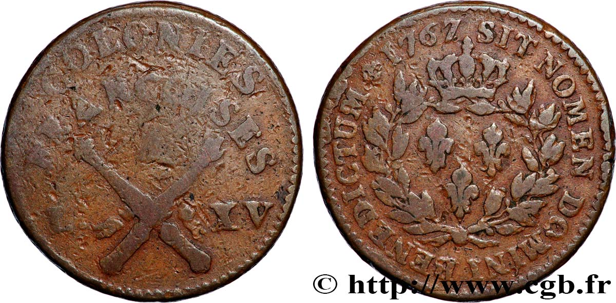 FRANZÖSISCHE KOLONIEN - LOUIS XV 1 Sol des Colonies Françoises 1767 Paris S 