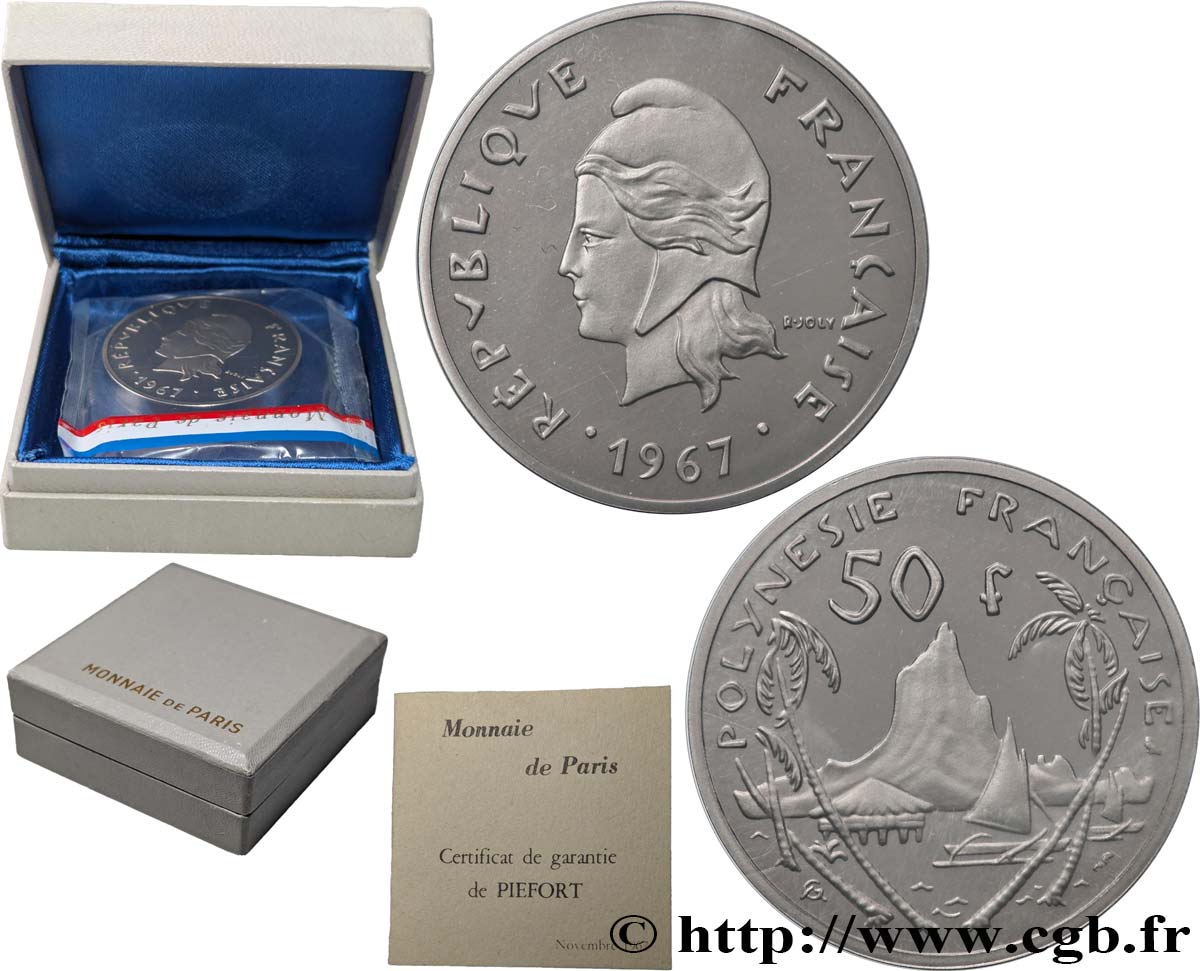 FRANZÖSISCHE-POLYNESIEN Piéfort 50 Francs Pacifique 1967 Paris ST 