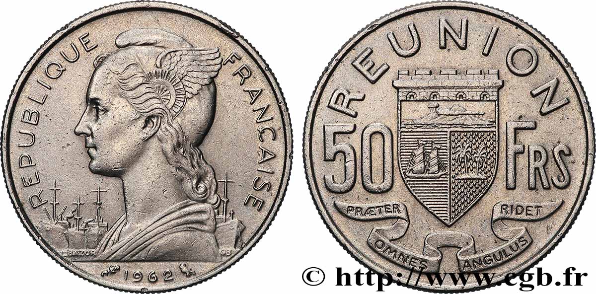 ÎLE DE LA RÉUNION 50 Francs 1962 Paris TTB 