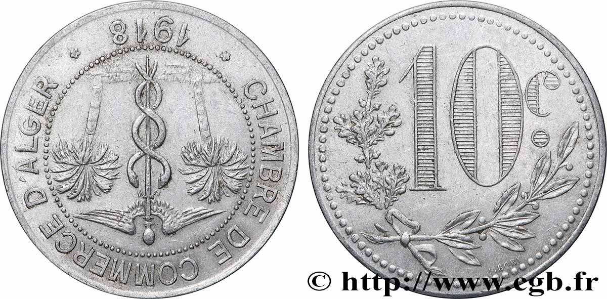 ALGÉRIE 10 Centimes Chambre de commerce d’Alger 1918 Alger TTB 