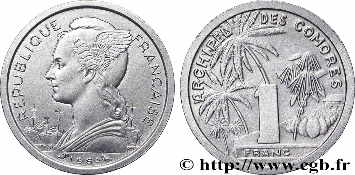COMORES - Archipel 1 Franc 1964 Paris SUP 