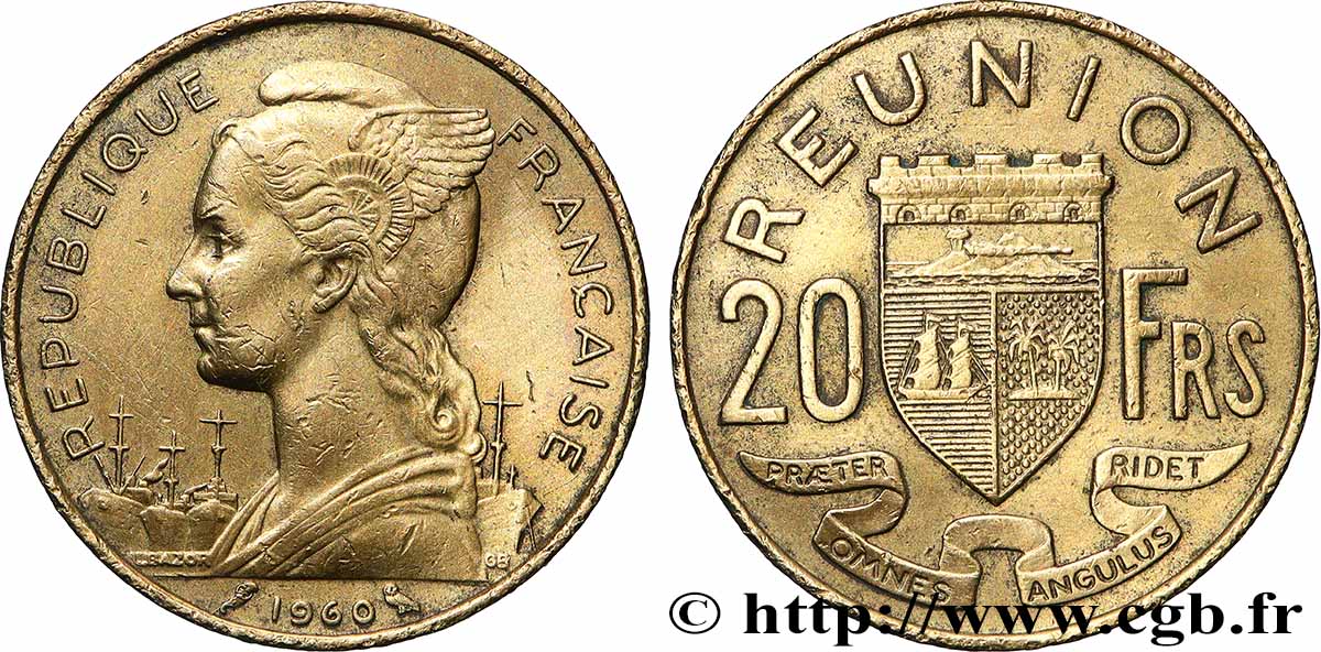 ÎLE DE LA RÉUNION 20 Francs 1960 Paris TTB 