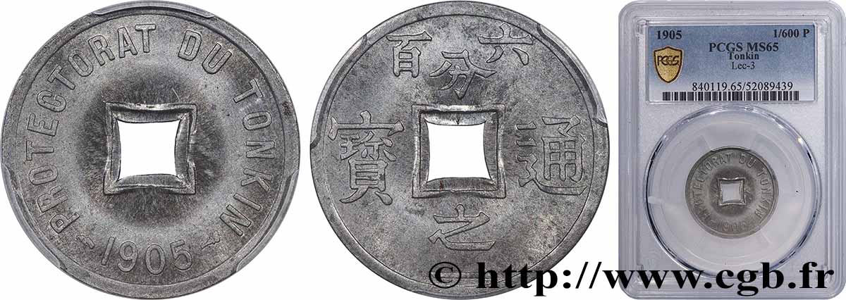 VIET NAM  1/600 de Piastre 1905 Paris FDC65 PCGS
