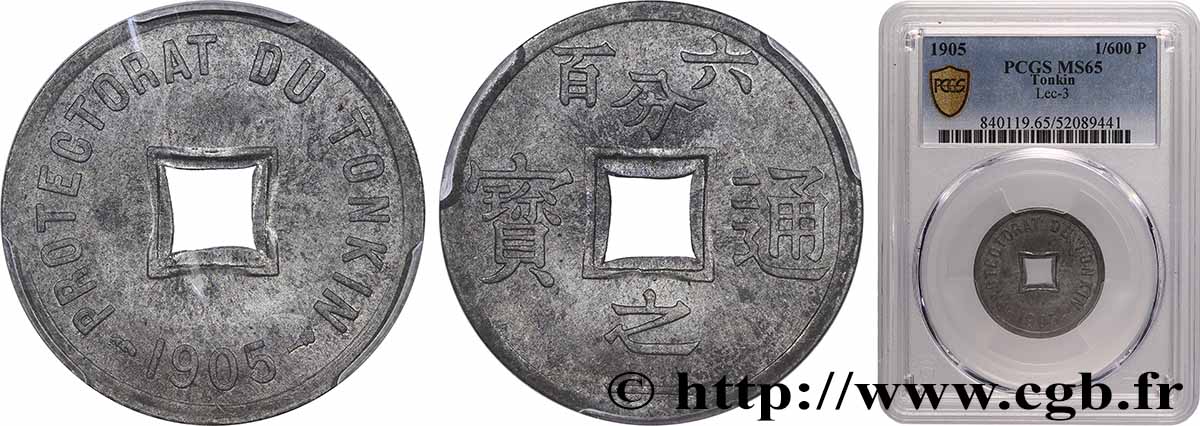 VIET NAM  1/600 de Piastre 1905 Paris FDC65 PCGS