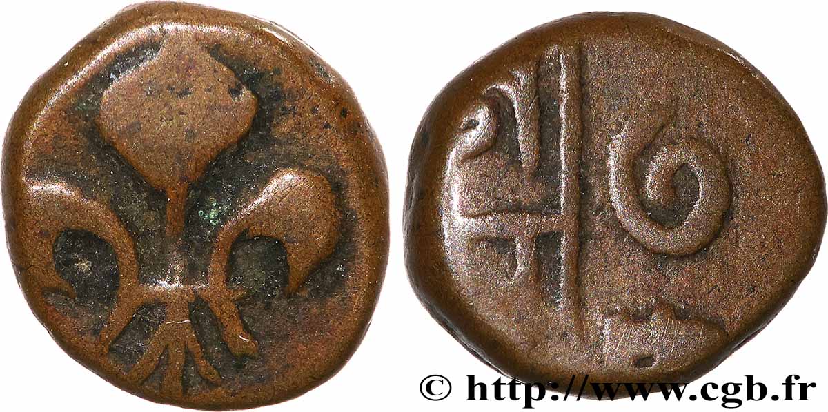 INDE FRANÇAISE 1 Doudou fleur de Lys, frappe contemporaine de Louis XV 1715-1774 N.D.  TTB 