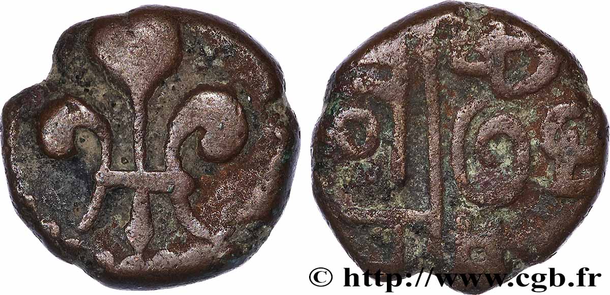 FRANZÖSISCHE-INDIEN 1 Doudou fleur de Lys, frappe contemporaine de Louis XV 1715-1774 N.D.  fSS 