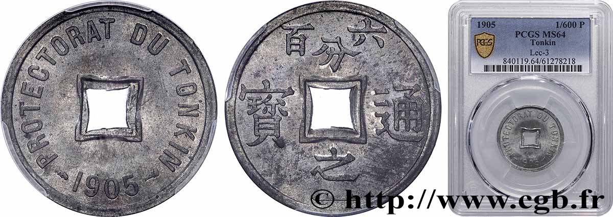 VIET NAM  1/600 de Piastre 1905 Paris SPL64 PCGS