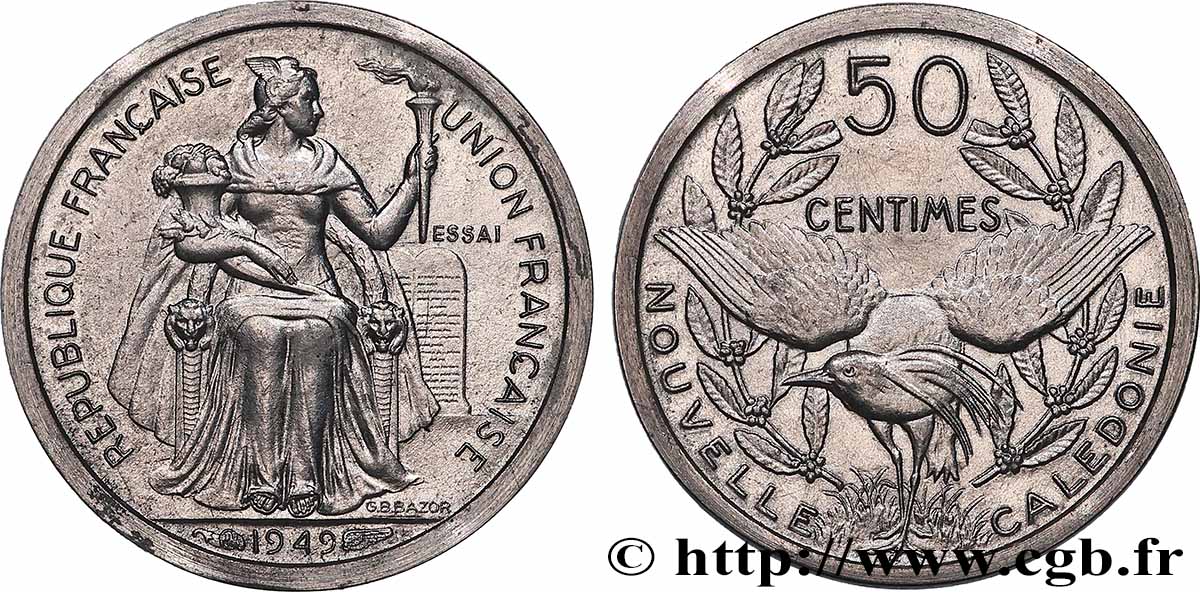 NEW CALEDONIA Piéfort 50 Centimes 1949 Paris MS 