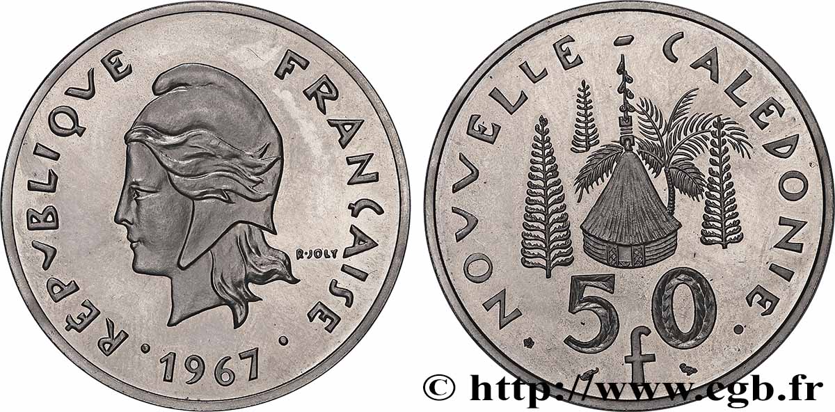 NOUVELLE CALÉDONIE Piéfort 50 Francs Pacifique 1967 Paris SUP 