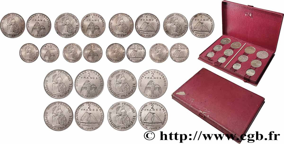 UNION FRANÇAISE - QUATRIÈME RÉPUBLIQUE Boîte de 12 essais des colonies françaises 1948 Paris SPL 