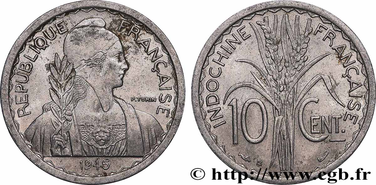 FRANZÖSISCHE-INDOCHINA 10 Centièmes 1945 Beaumont-le-Roger fVZ 