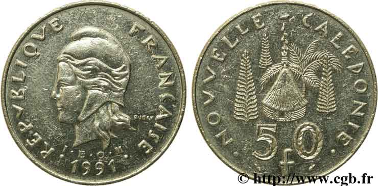 NEW CALEDONIA 50 Francs 1991 Paris XF 