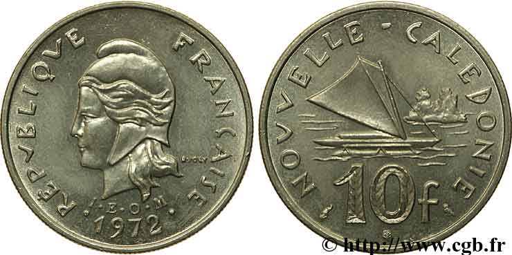 NOUVELLE CALÉDONIE 10 Francs 1972 Paris TTB+ 