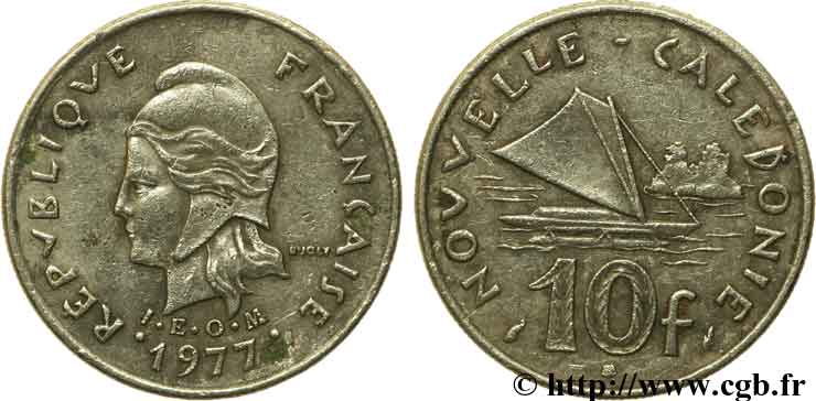 NEW CALEDONIA 10 francs 1977 Paris VF 