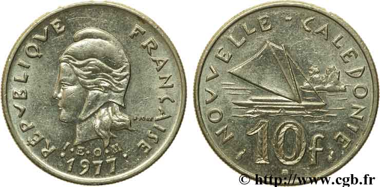 NUOVA CALEDONIA 10 francs 1977 Paris BB 