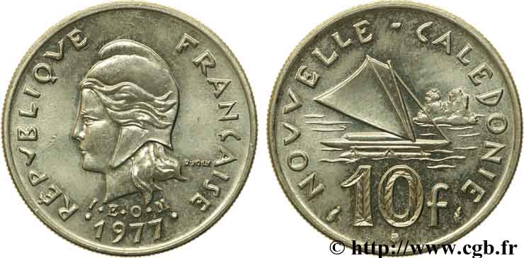 NEW CALEDONIA 10 Francs 1977 Paris AU 