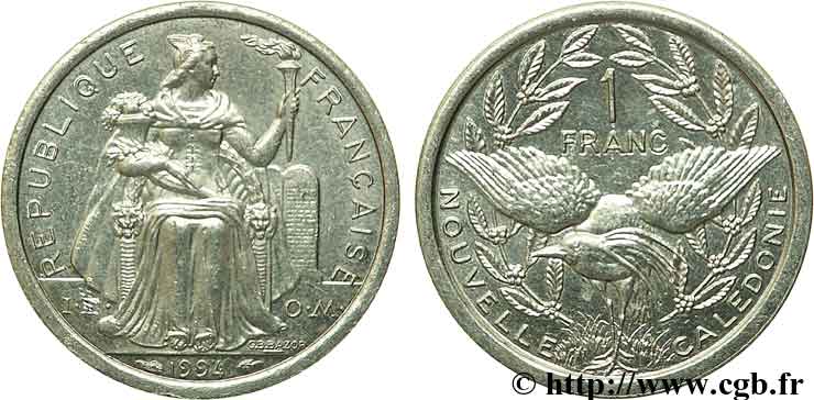 NEW CALEDONIA 1 Franc 1994 Paris AU 
