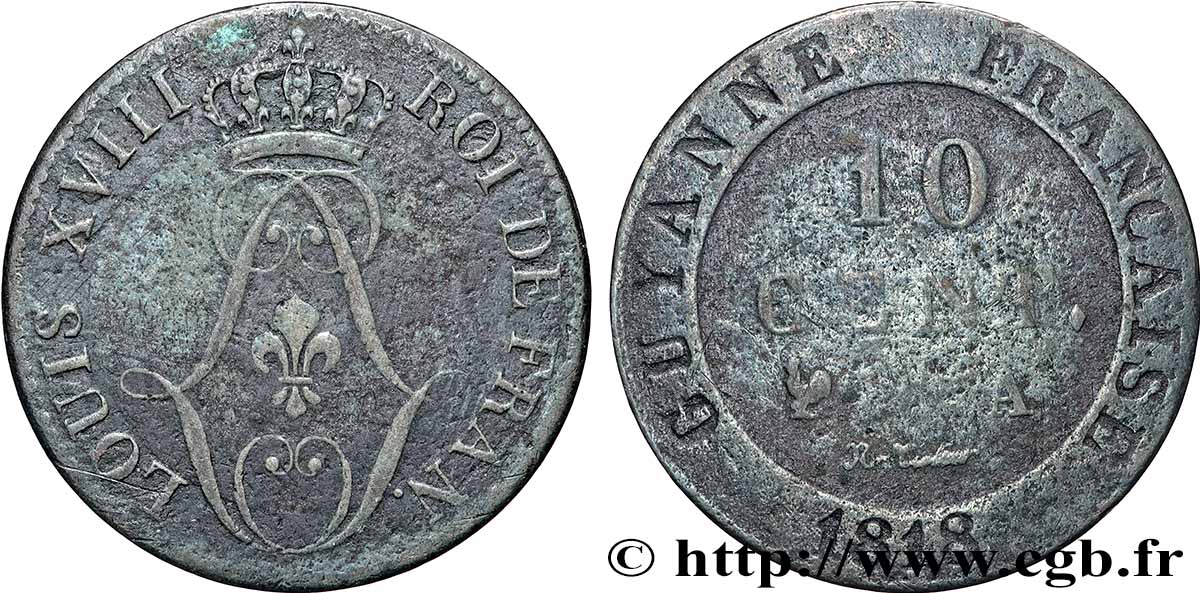 GUYANE FRANÇAISE 10 Centimes 1818 Paris - A TB 