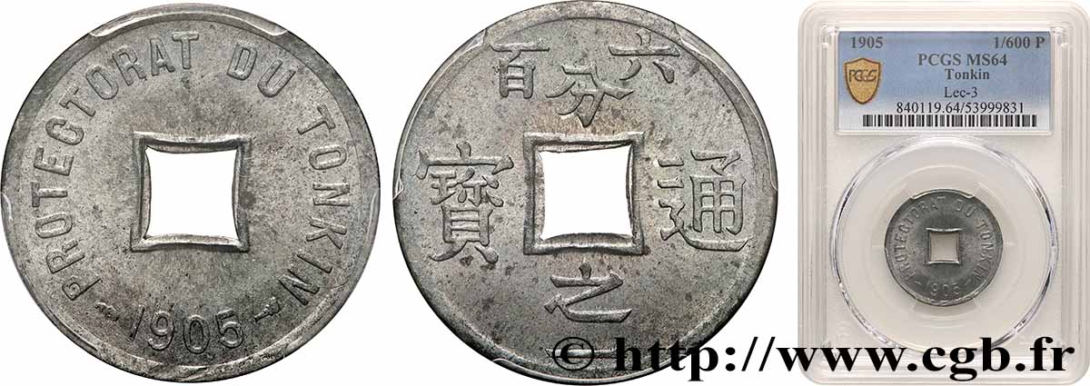 VIET NAM 1/600 de Piastre 1905 Paris MS64 PCGS