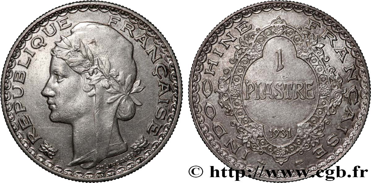 FRANZÖSISCHE-INDOCHINA 1 Piastre  1931 Paris fVZ 