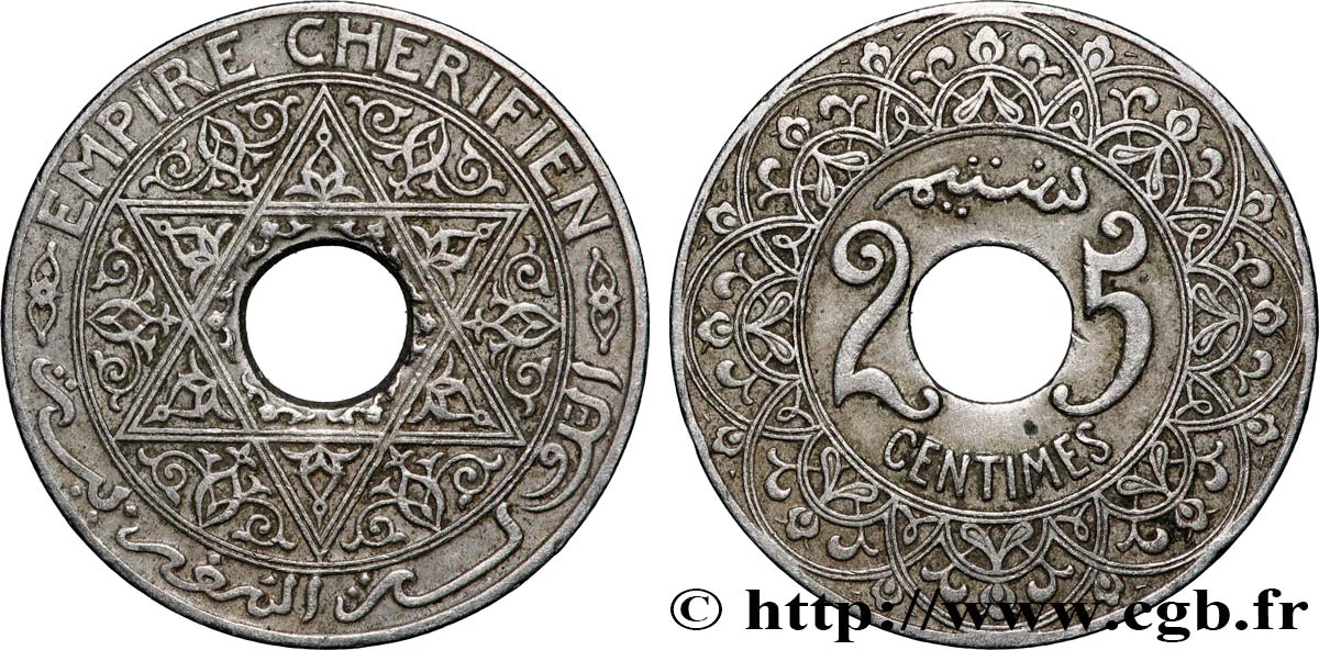 MAROCCO 25 Centimes Empire Chérifien N.D. Paris BB 
