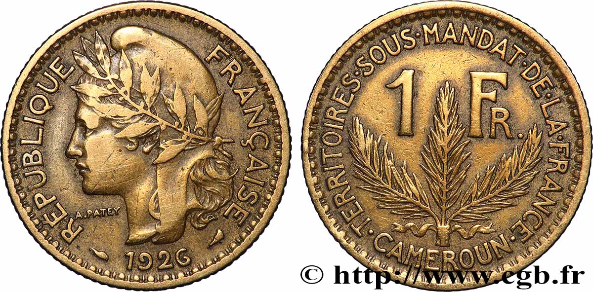 KAMERUN - FRANZÖSISCHE MANDAT 1 Franc 1926 Paris fSS 