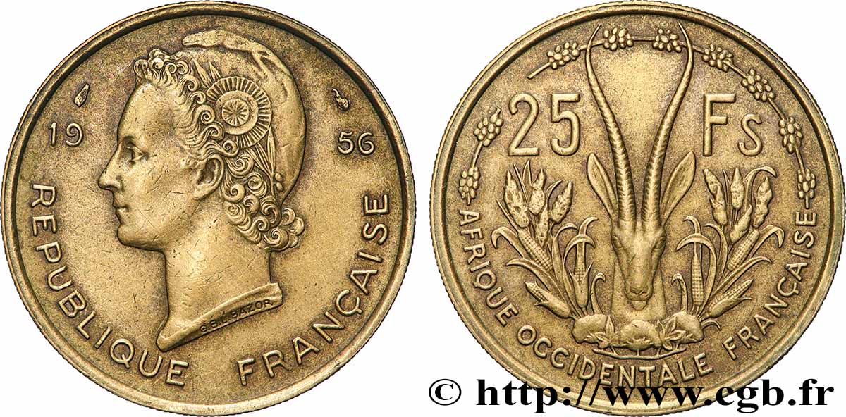 AFRIQUE OCCIDENTALE FRANÇAISE 25 Francs 1956 Paris TTB 