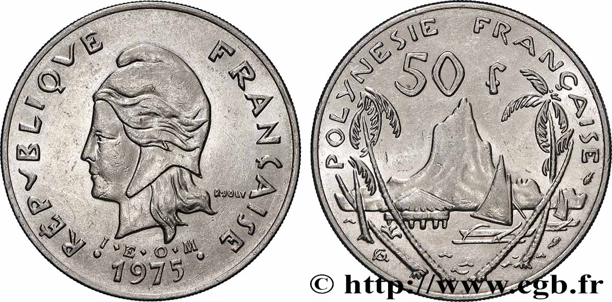 FRENCH POLYNESIA 50 Francs I.E.O.M. 1975 Paris AU 