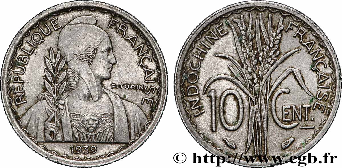 FRANZÖSISCHE-INDOCHINA 10 Centièmes 1939 Paris fVZ 