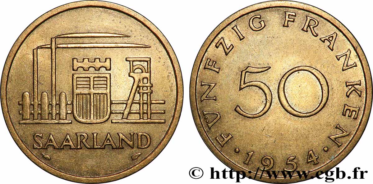 SARRE 50 Franken 1954 Paris MBC+ 