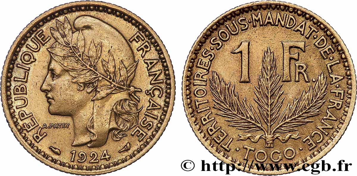 TOGO - FRANZÖSISCHE MANDAT 1 Franc 1924 Paris SS 