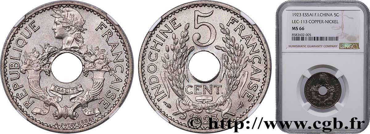 INDOCHINA Essai 5 Centièmes 1923 Paris FDC66 PCGSNGC