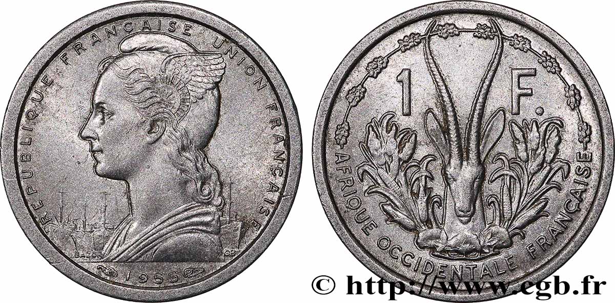 FRENCH WEST AFRICA - FRENCH UNION 1 Franc 1955 Paris AU 
