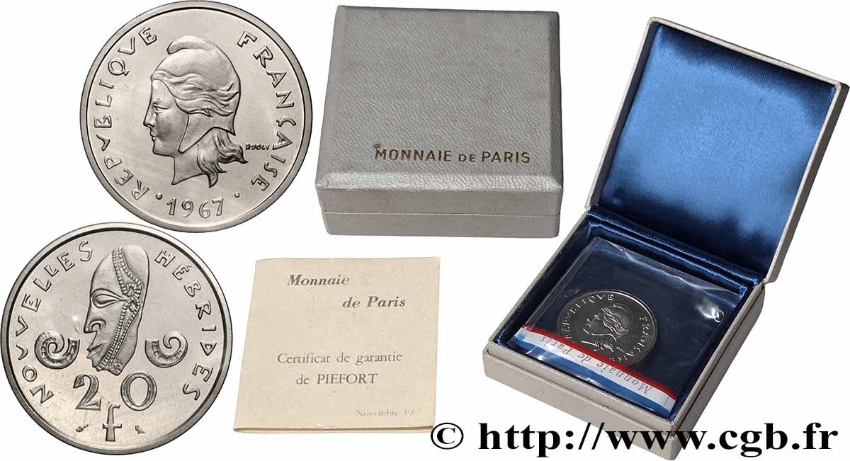 NEW HEBRIDES (VANUATU since 1980) Piéfort de 20 Francs Nickel 1967 Paris MS 