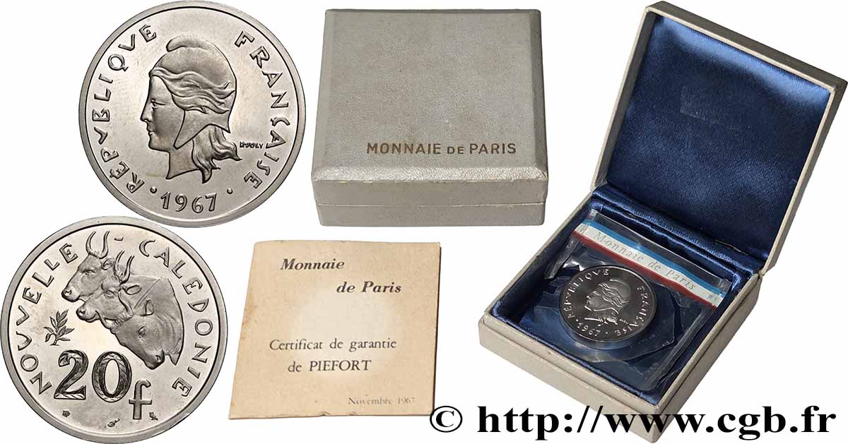 NEW CALEDONIA Piéfort 20 Francs Pacifique 1967 Paris MS 