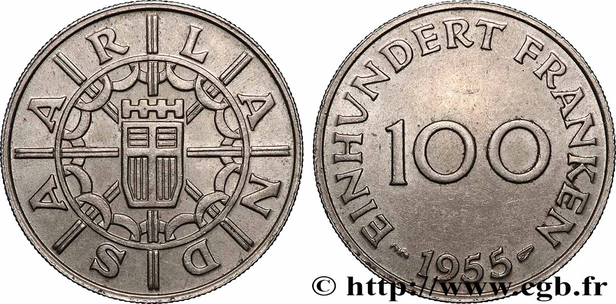 SARRE 100 Franken 1955 Paris EBC 