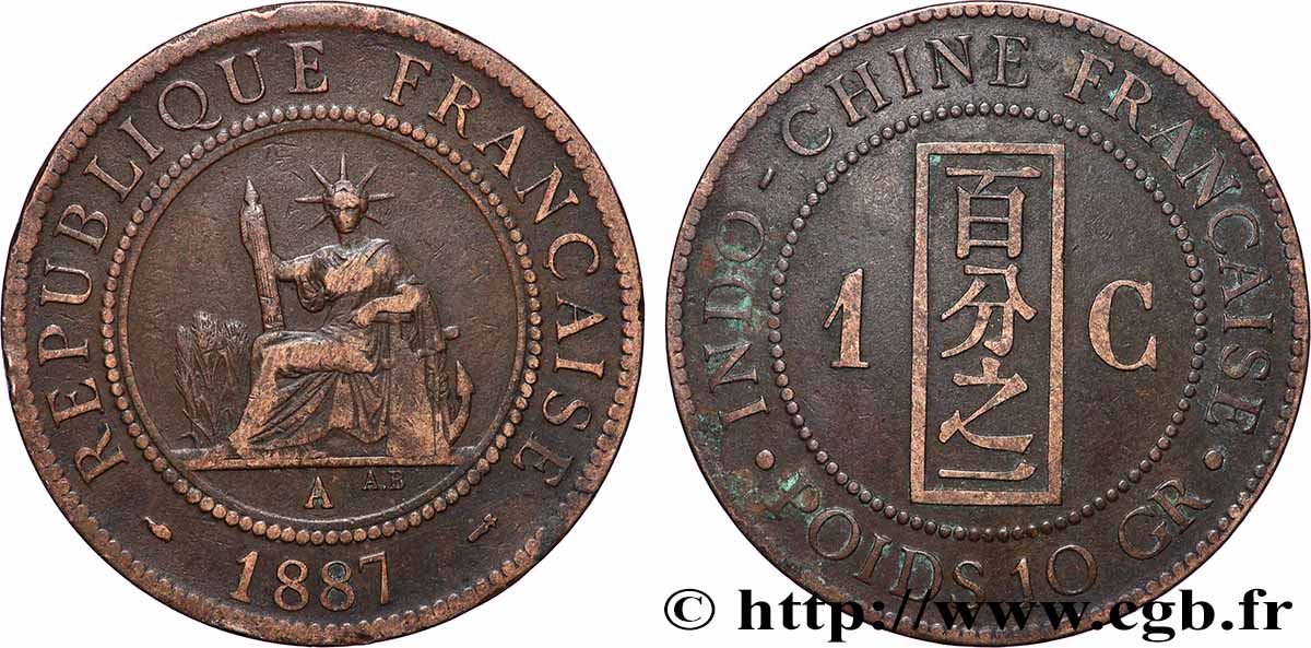 INDOCINA FRANCESE 1 Centième 1887 Paris q.BB 
