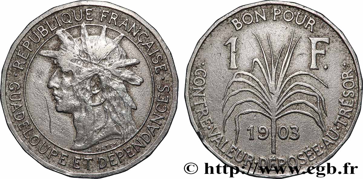 GUADELUPA Bon pour 1 Franc 1903  q.BB 