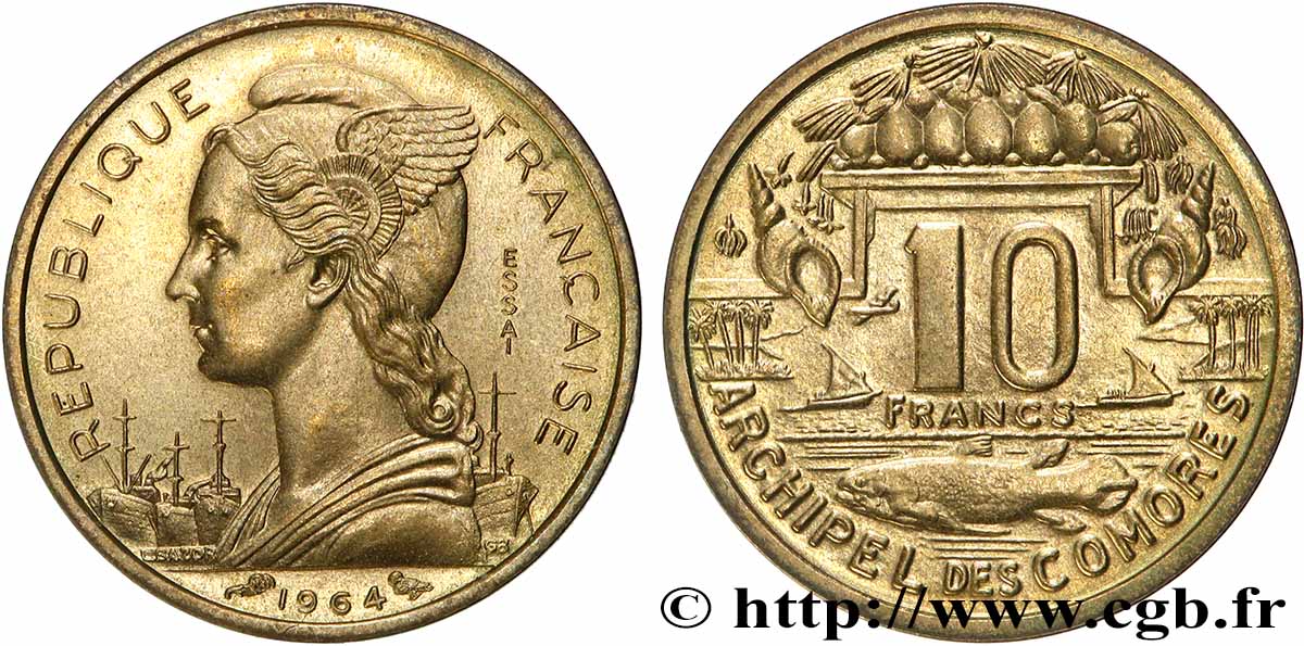 COMORE Essai de 10 Francs 1964 Paris MS 