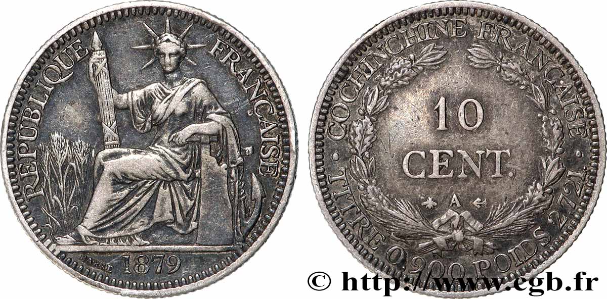 COCINCINA FRANCESE 10 Centimes 1879 Paris BB 