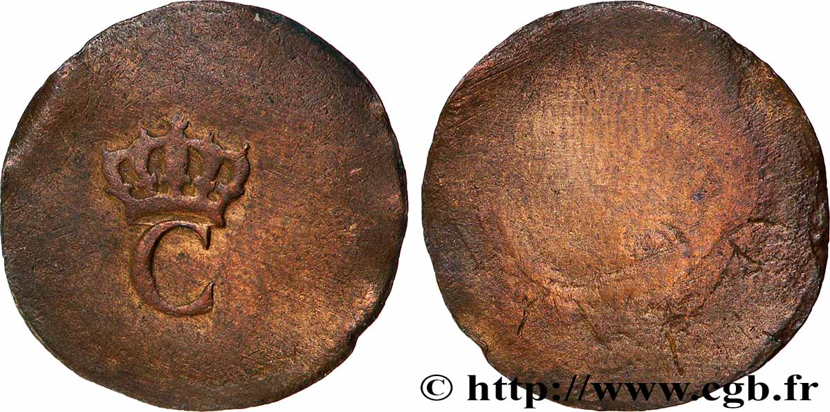 COLONIAS FRANCESAS - LOUIS XVI 1 Sol Tampé ou Estampé (sous marqué) 1er type N.D.  BC+ 