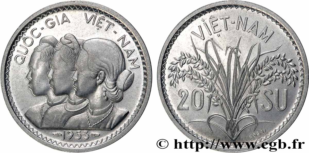 VIET-NAM (avant 1954) Essai de 20 Su (20/100 de Piastre) 1953 Paris SPL 