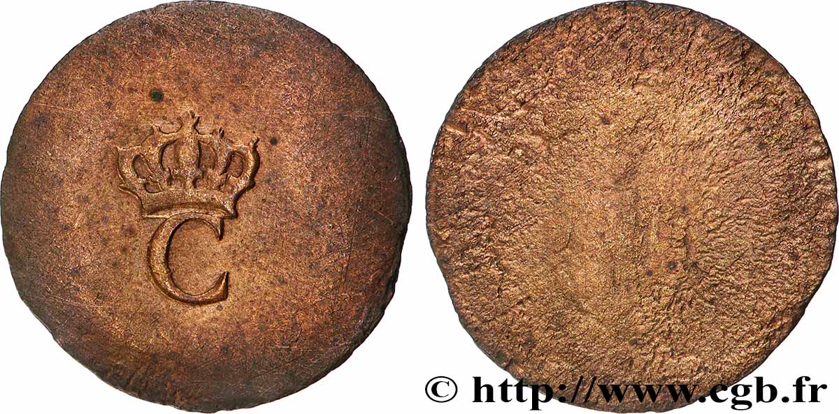 FRENCH COLONIES - LOUIS XVI 1 Sol Tampé ou Estampé (sous marqué) 1er type N.D.  VF 