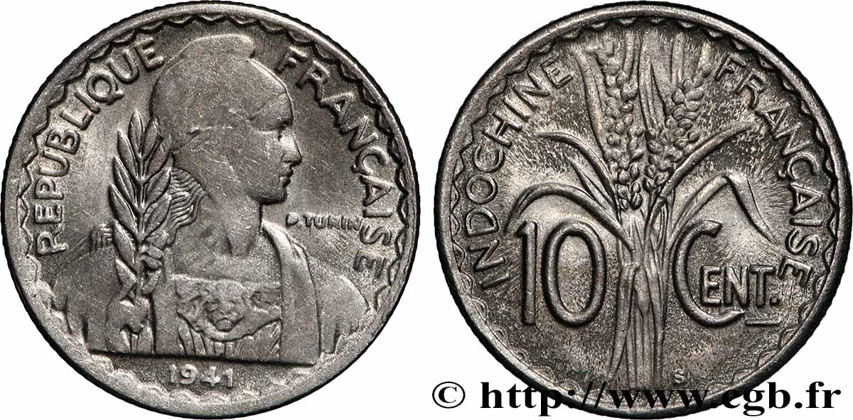 INDOCHINA 10 Centièmes 1941 San Francisco MBC 