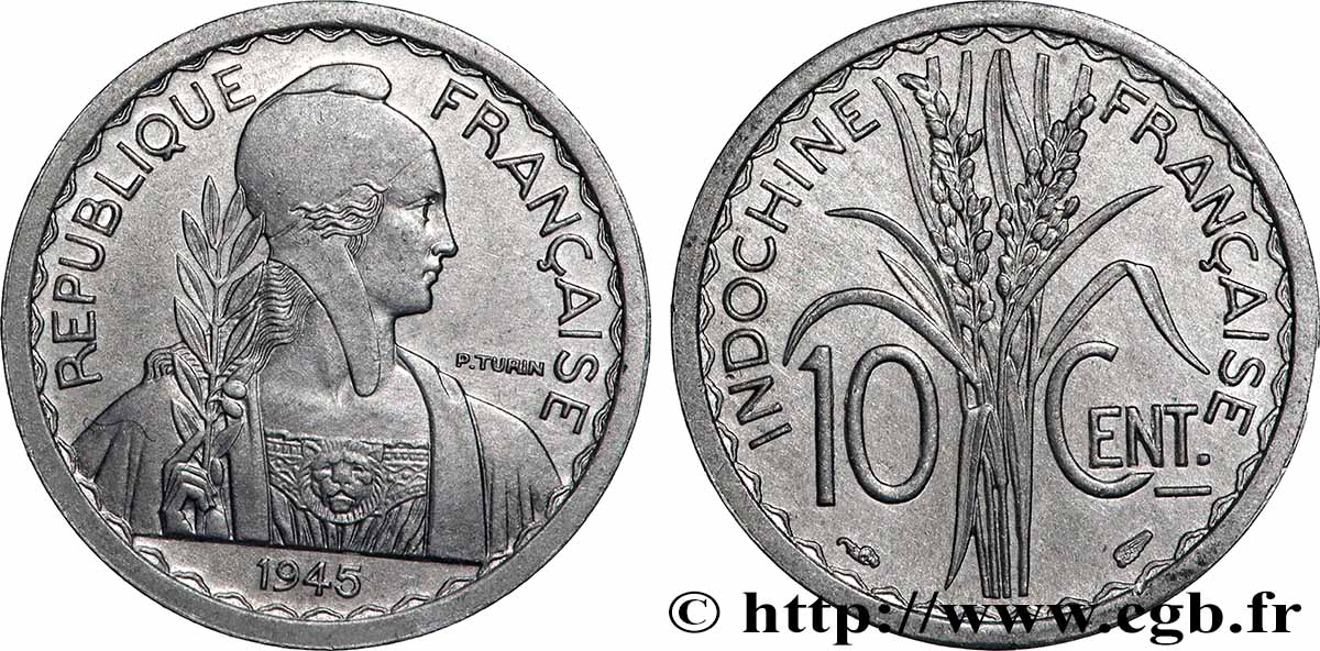 INDOCHINA 10 Centièmes 1945 Paris EBC 
